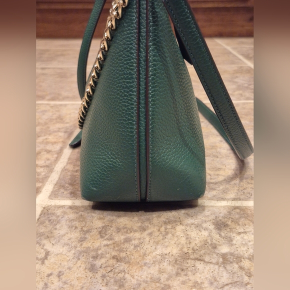 Kate Spade New York Green Pebbled Leather Shoulder Bag With Gold Chain Accent - Picture 5 of 12